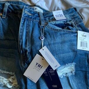 YMI Hi rise ankle raw ankle distressed size 11